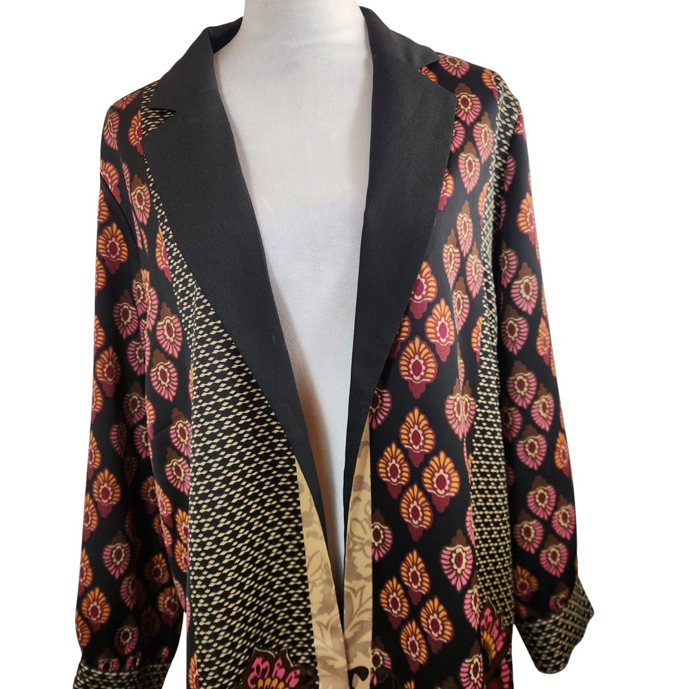 Chicos 3P Womens XLP Boho Patchwork Blazer Colorful Kimono Open Front Jacket Top